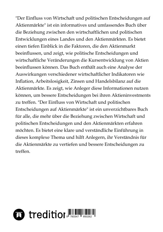 Bild: 9783347850262 | Der Einfluss von Wirtschaft und politischen Entscheidungen auf...