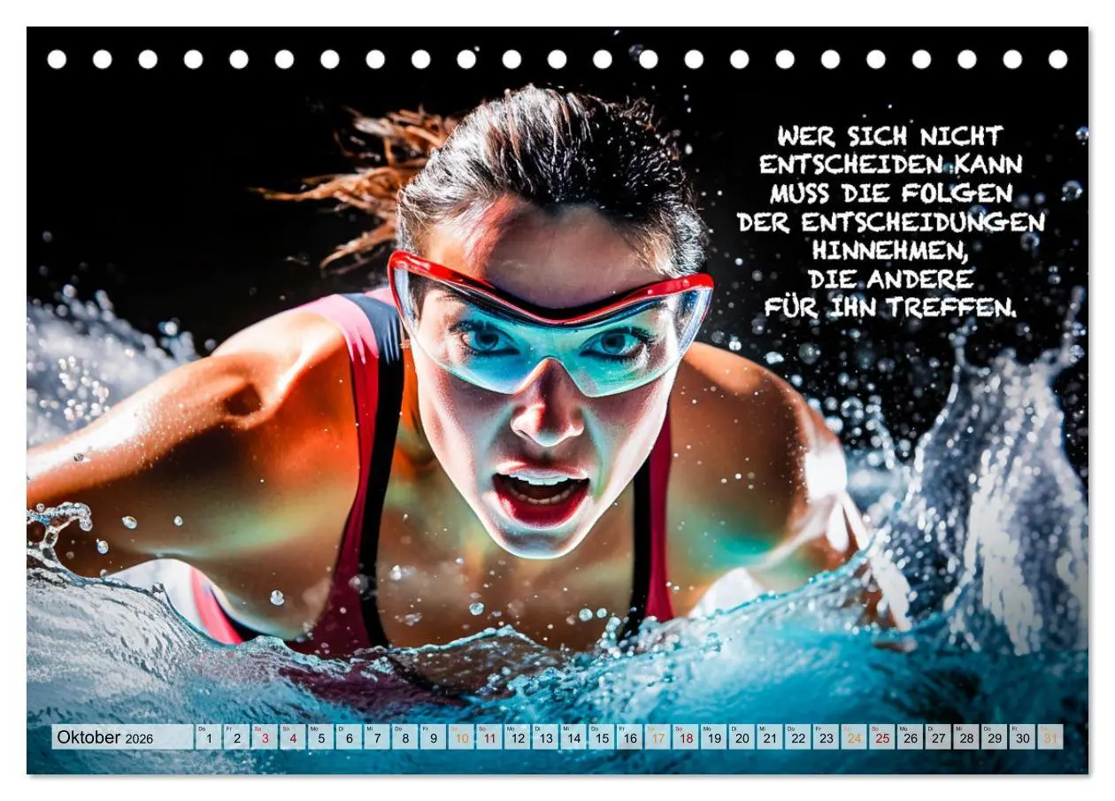 Bild: 9783457500262 | Schwimmen und Motivation (Tischkalender 2026 DIN A5 quer), CALVENDO...