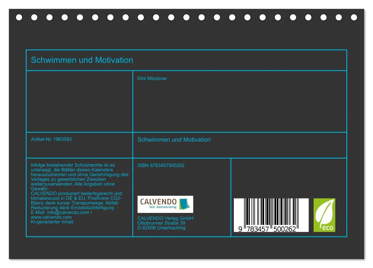 Bild: 9783457500262 | Schwimmen und Motivation (Tischkalender 2026 DIN A5 quer), CALVENDO...
