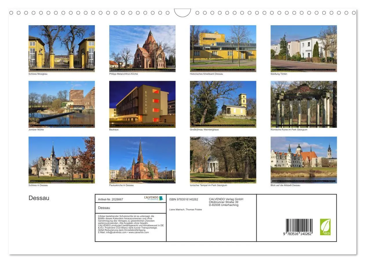 Bild: 9783516140262 | Dessau (Wandkalender 2026 DIN A3 quer), CALVENDO Monatskalender | 2026