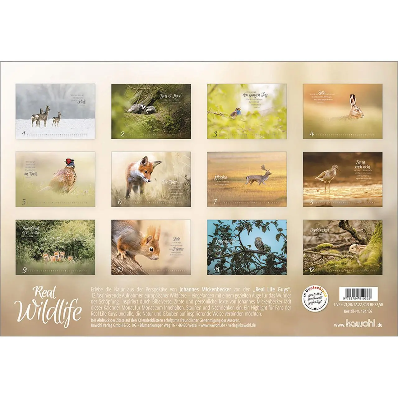 Bild: 9783754810262 | Real Wildlife 2026 | Kalender | 14 S. | Deutsch | 2026