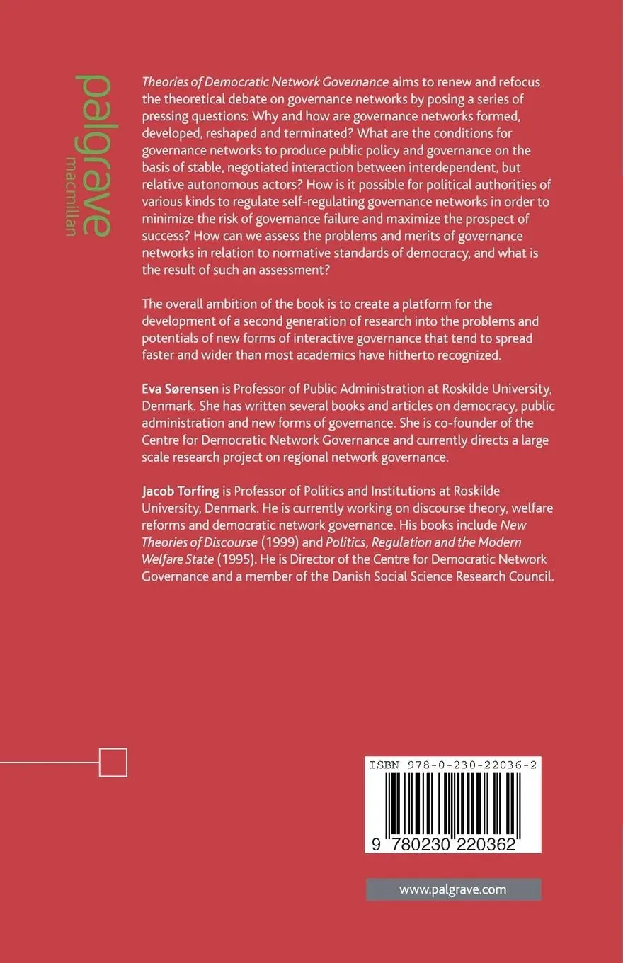 Rückseite: 9780230220362 | Theories of Democratic Network Governance | J. Torfing (u. a.) | Buch