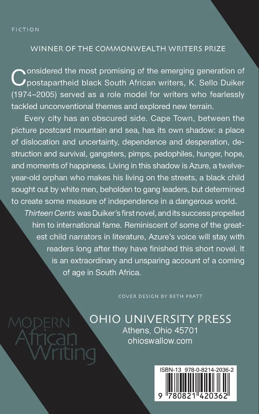 Rückseite: 9780821420362 | Thirteen Cents | A Novel | K. Sello Duiker | Taschenbuch | Englisch