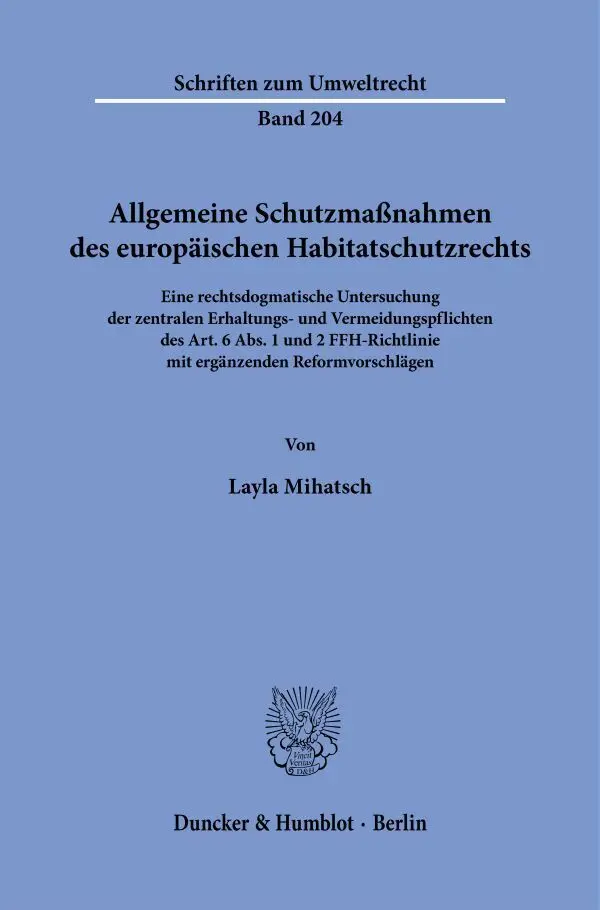 Cover: 9783428190362 | Allgemeine Schutzmaßnahmen des europäischen Habitatschutzrechts.