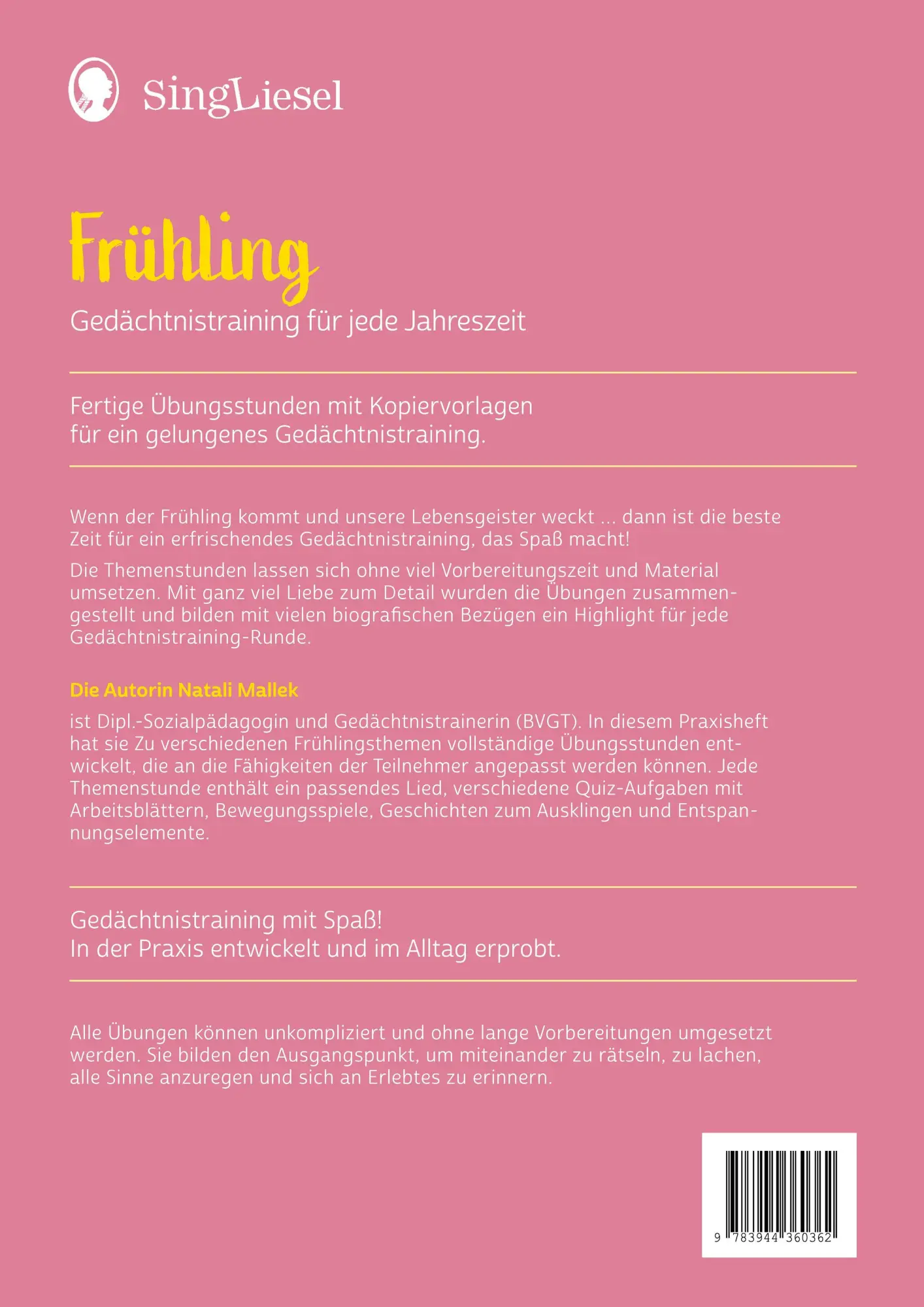Bild: 9783944360362 | Gedächtnistraining für jede Jahreszeit - Frühling | Natali Mallek