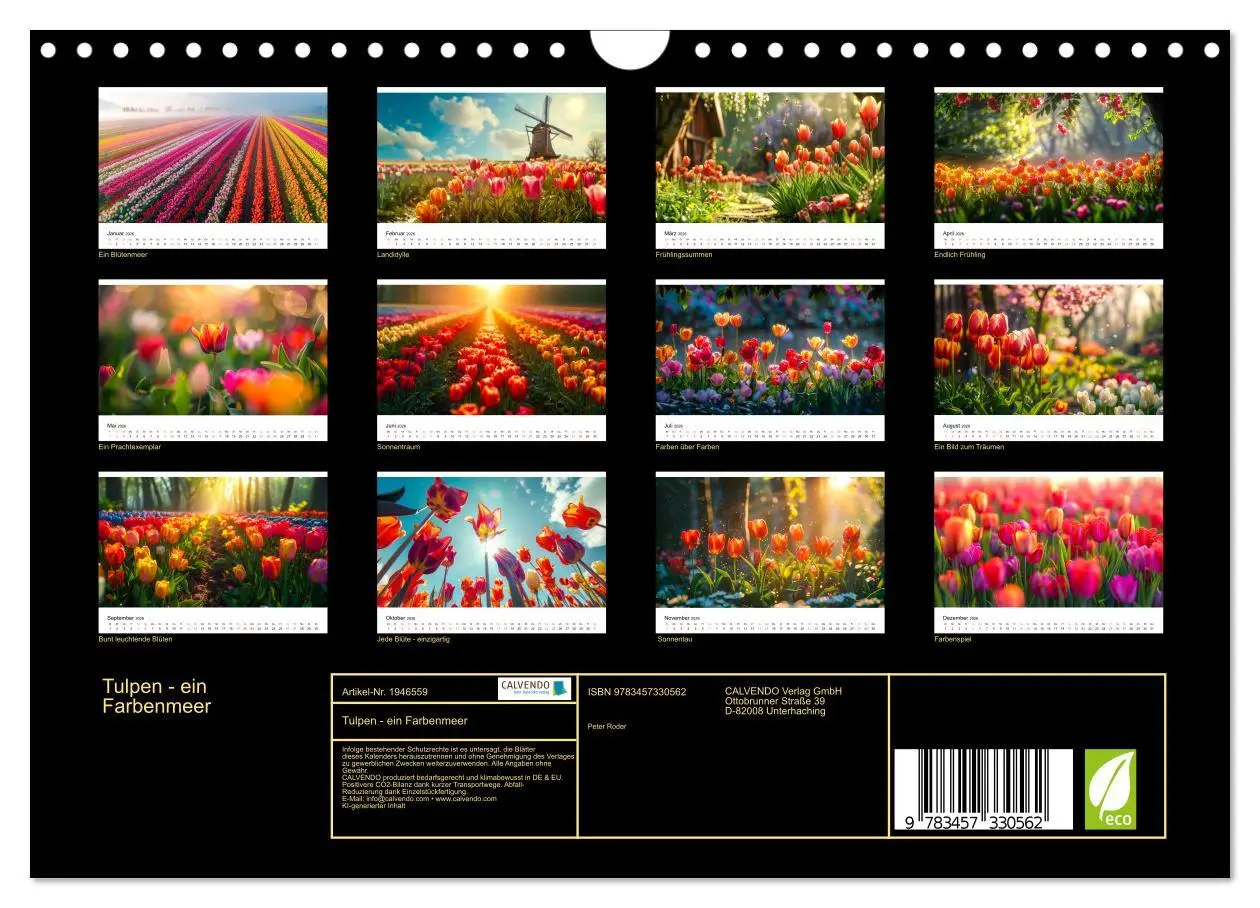 Bild: 9783457330562 | Tulpen - ein Farbenmeer (Wandkalender 2026 DIN A4 quer), CALVENDO...