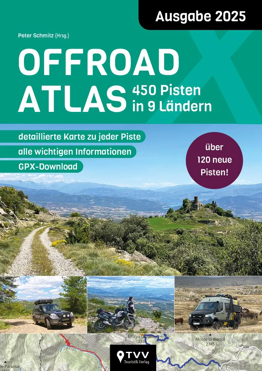 Cover: 9783965990562 | Offroad Atlas 2025 | 450 Pisten in 9 Ländern | Peter Schmitz | Buch