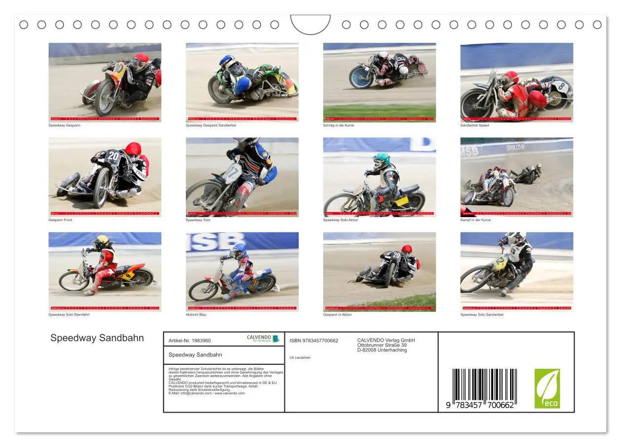 Bild: 9783457700662 | Speedway Sandbahn (Wandkalender 2026 DIN A4 quer), CALVENDO...