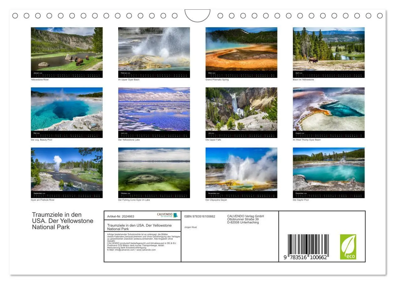 Bild: 9783516100662 | Traumziele in den USA. Der Yellowstone National Park (Wandkalender...