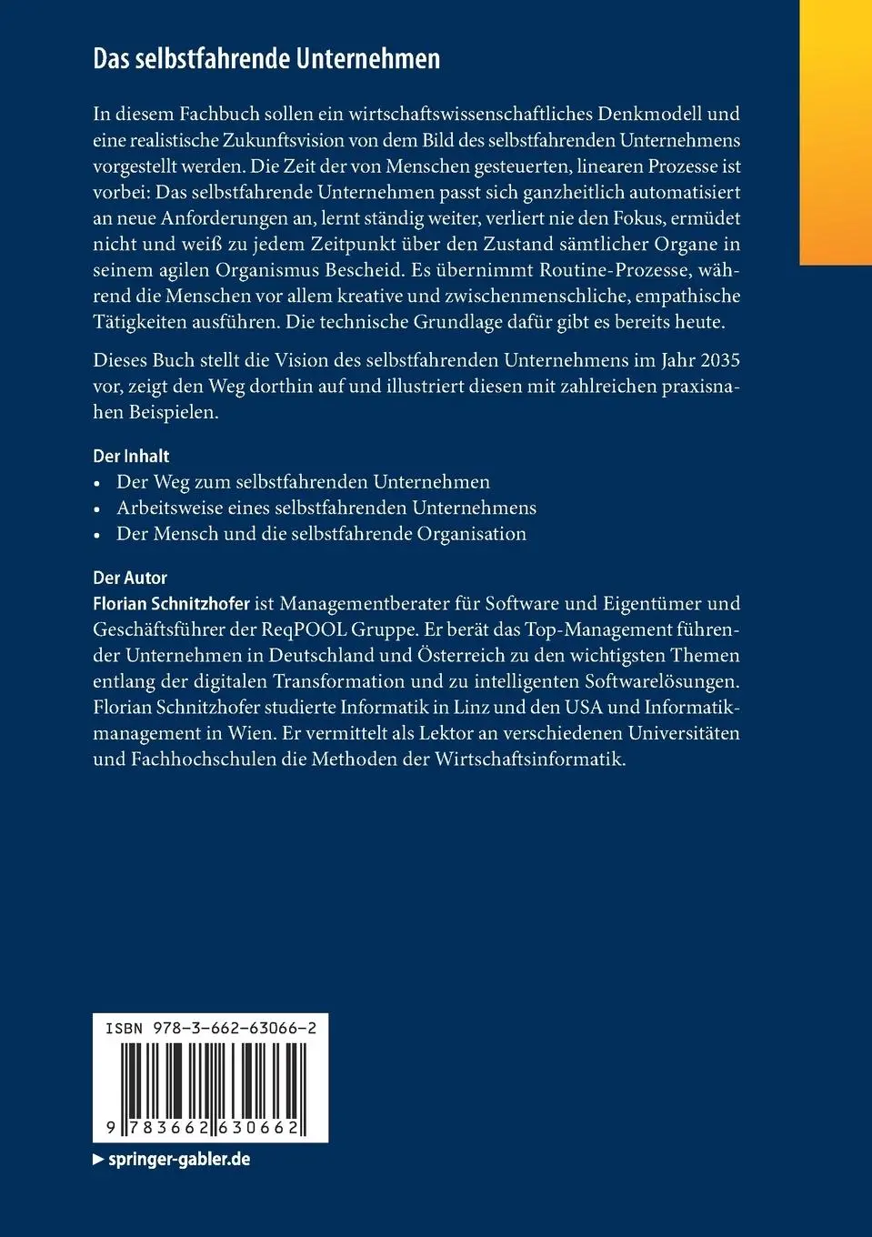 Rückseite: 9783662630662 | Das selbstfahrende Unternehmen | Florian Schnitzhofer | Taschenbuch