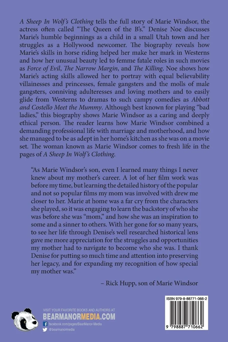 Rückseite: 9798887710662 | A Sheep in Wolf's Clothing | The Life of Marie Windsor | Denise Noe