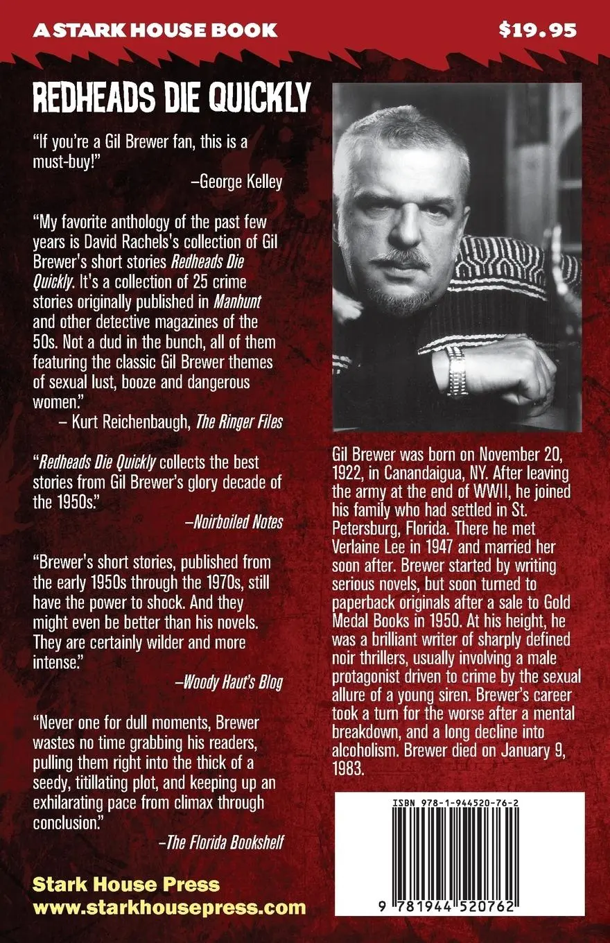 Rückseite: 9781944520762 | Redheads Die Quickly and Other Stories | Expanded Edition | Gil Brewer