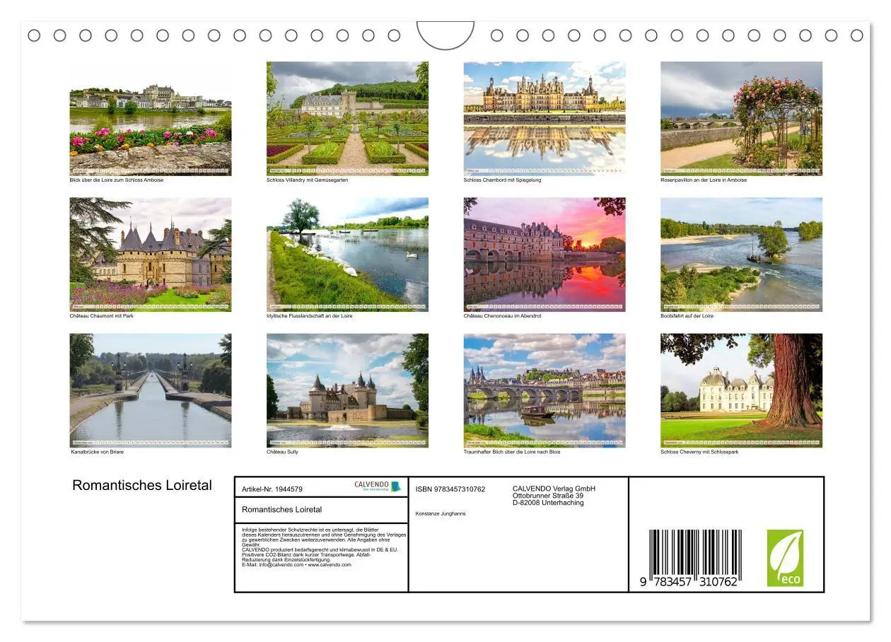 Bild: 9783457310762 | Romantisches Loiretal (Wandkalender 2026 DIN A4 quer), CALVENDO...