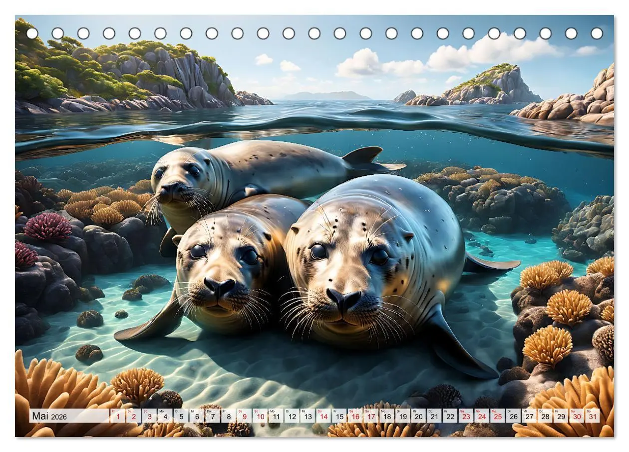 Bild: 9783457480762 | Freche Seehunde (Tischkalender 2026 DIN A5 quer), CALVENDO...