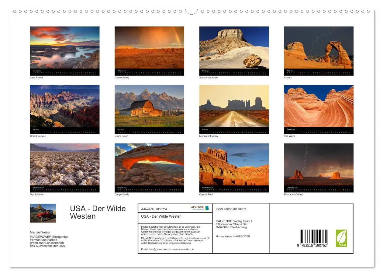 Bild: 9783516190762 | USA - Der Wilde Westen (hochwertiger Premium Wandkalender 2026 DIN...