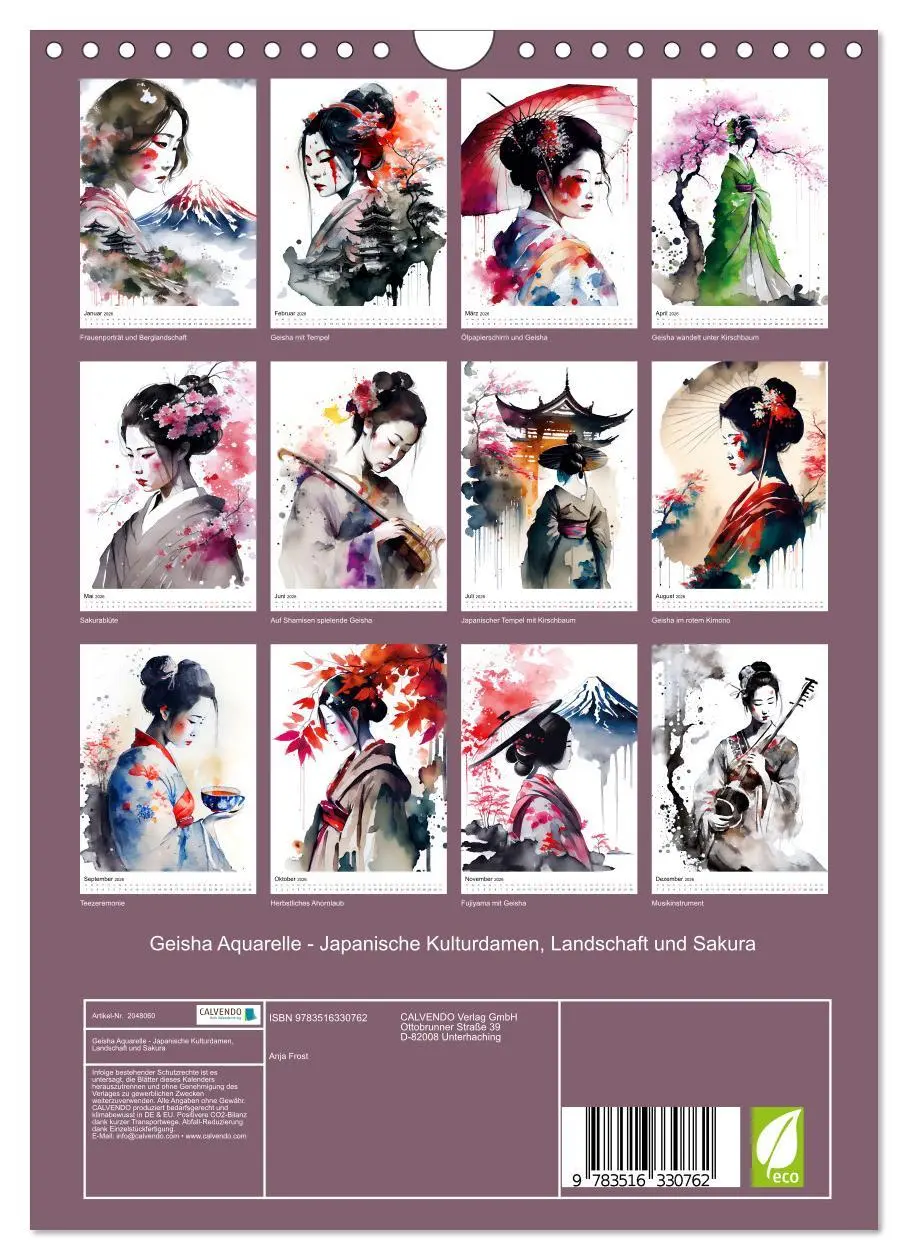 Bild: 9783516330762 | Geisha Aquarelle - Japanische Kulturdamen, Landschaft und Sakura...