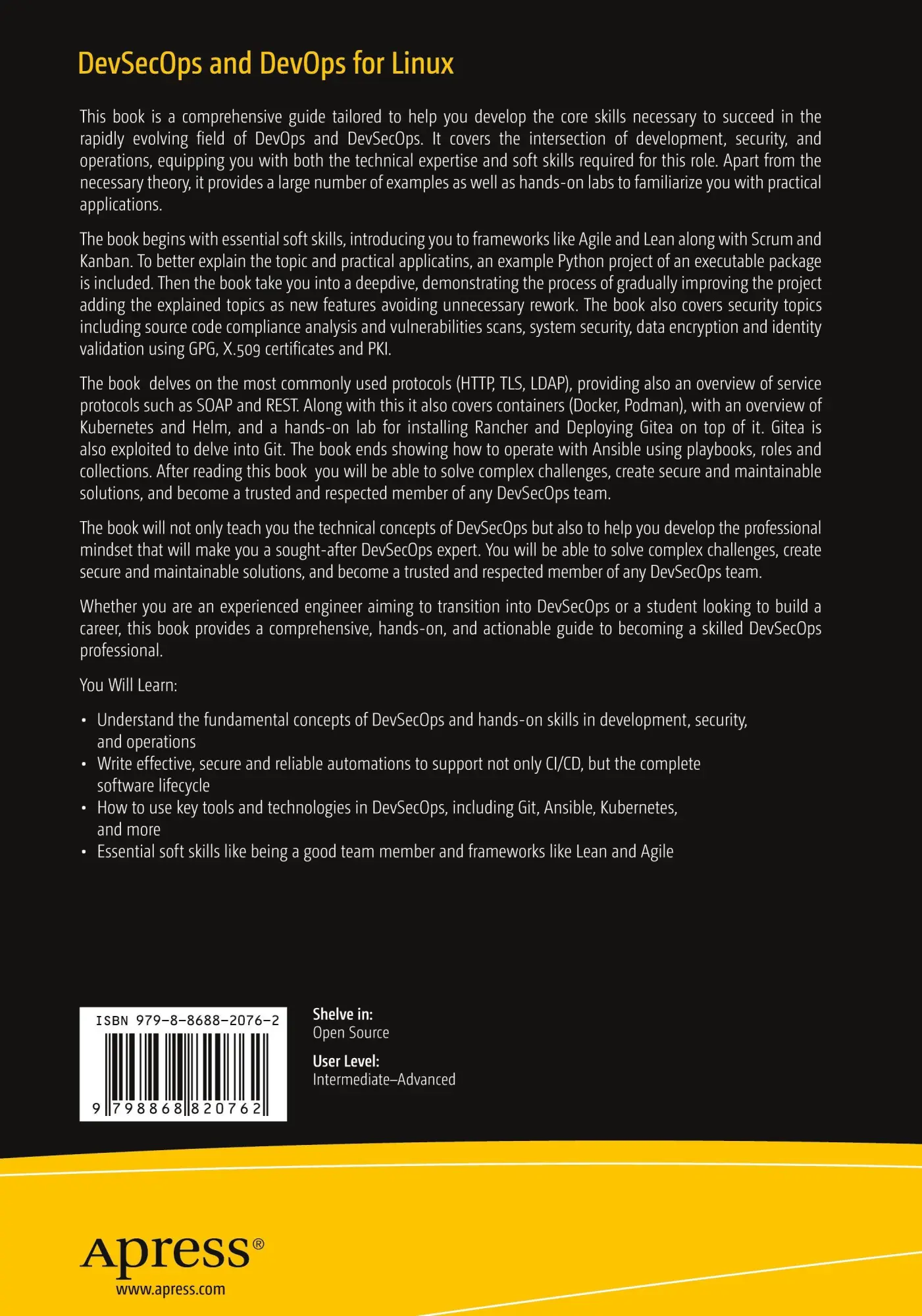 Rückseite: 9798868820762 | DevSecOps and DevOps for Linux | The Foundations | Carcano | Buch | xl