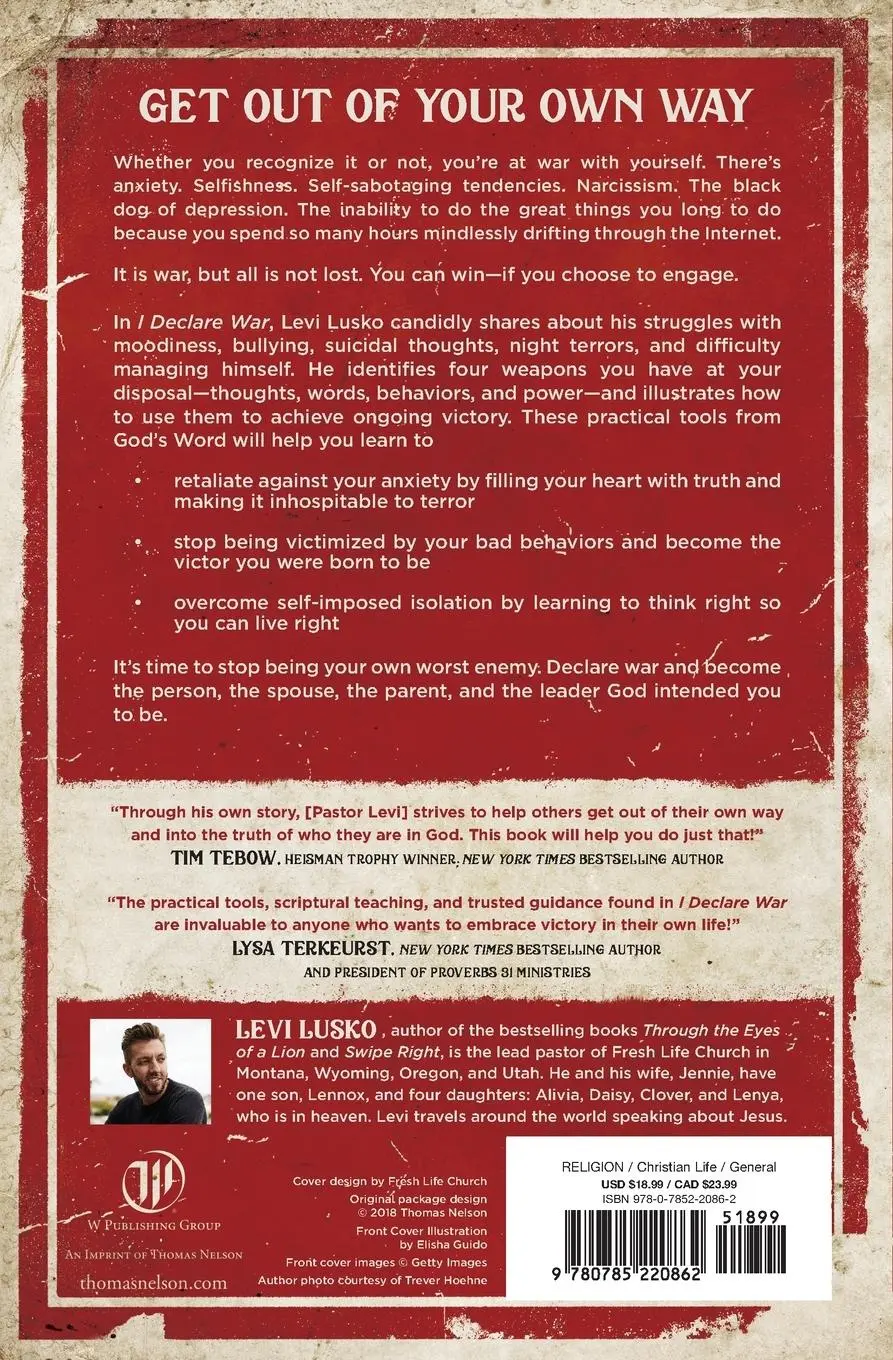 Rückseite: 9780785220862 | I Declare War | Four Keys to Winning the Battle with Yourself | Lusko