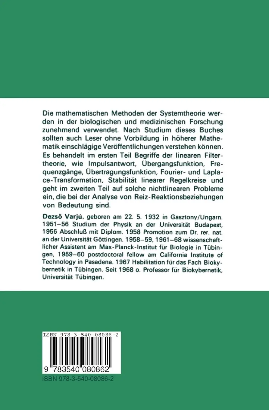 Rückseite: 9783540080862 | Systemtheorie | für Biologen und Mediziner | Dezsö Varju | Taschenbuch