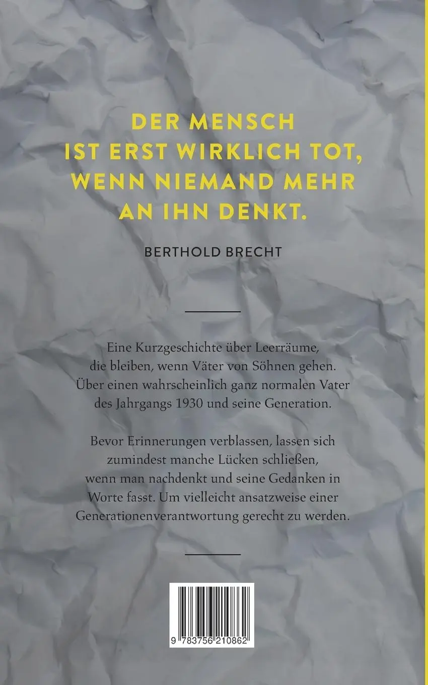Rückseite: 9783756210862 | Vaterlücken | Versuch einer späten Annäherung | Klaus Kitzmüller