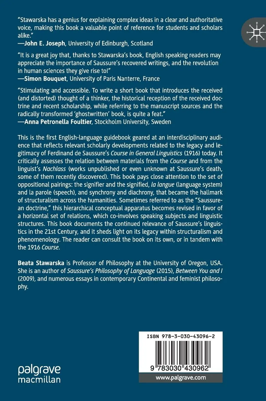 Rückseite: 9783030430962 | Saussure's Linguistics, Structuralism, and Phenomenology | Stawarska