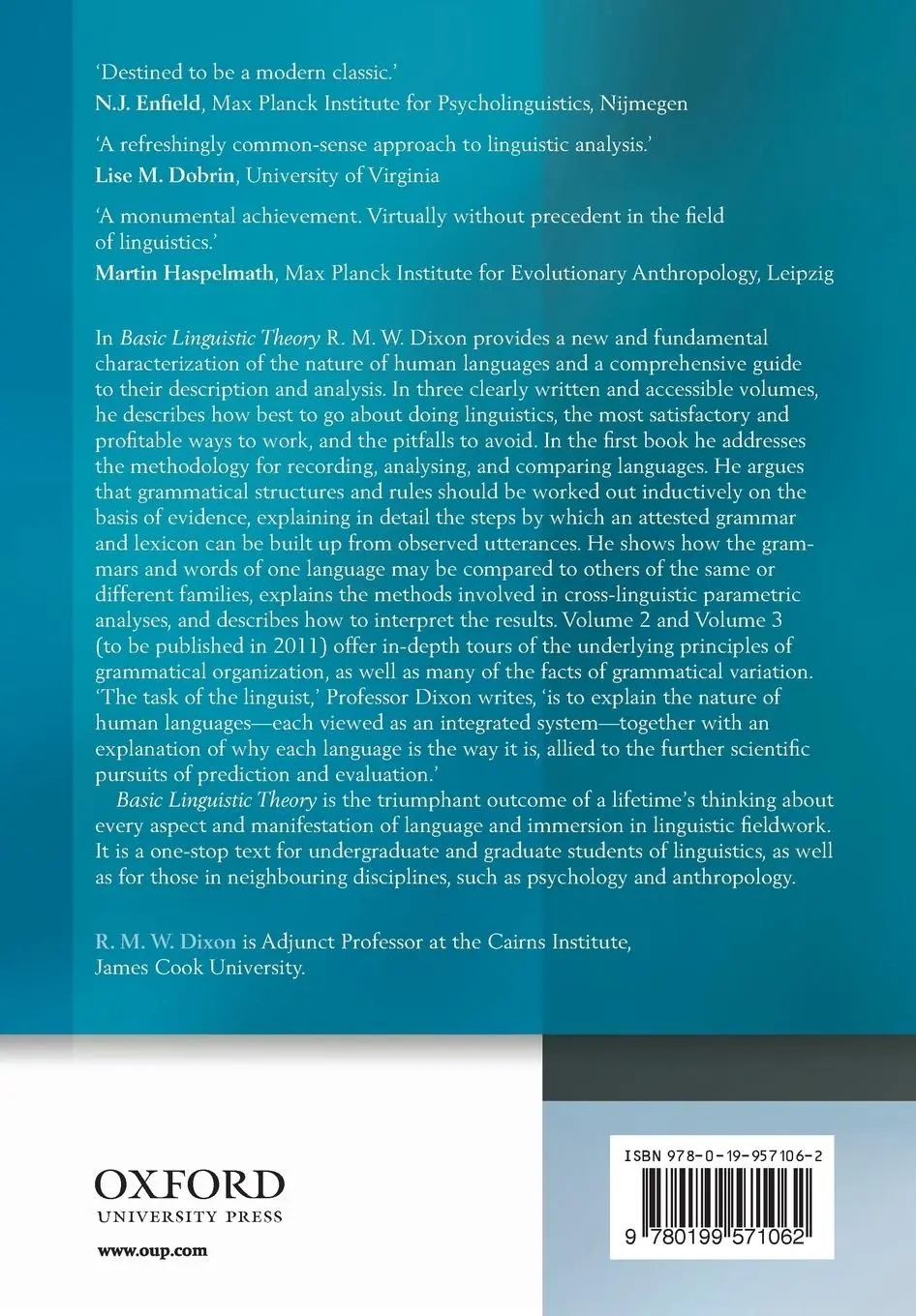 Rückseite: 9780199571062 | Basic Linguistic Theory, Volume 1 | Methodology | R. M. W. Dixon