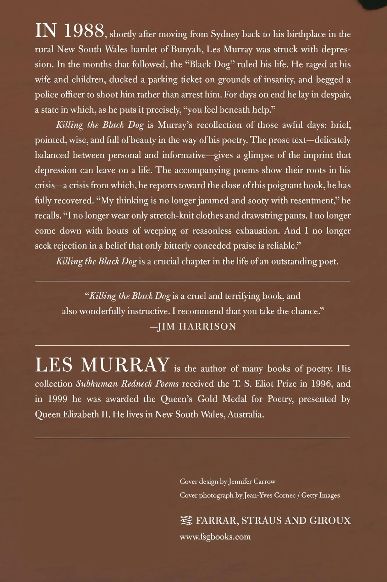 Rückseite: 9780374181062 | Killing the Black Dog | A Memoir of Depression | Les Murray | Buch