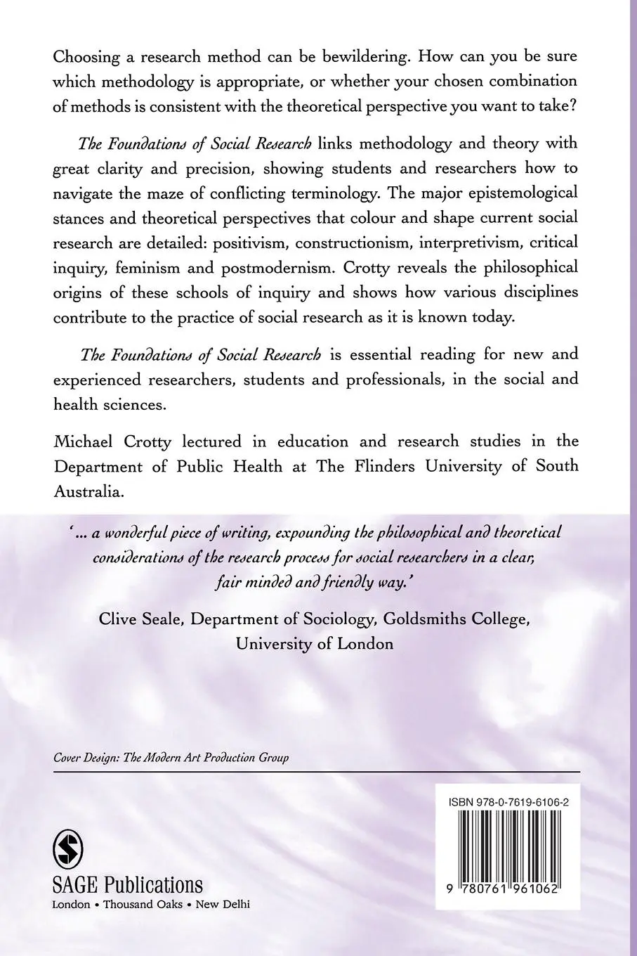 Rückseite: 9780761961062 | The Foundations of Social Research | Michael J Crotty | Taschenbuch
