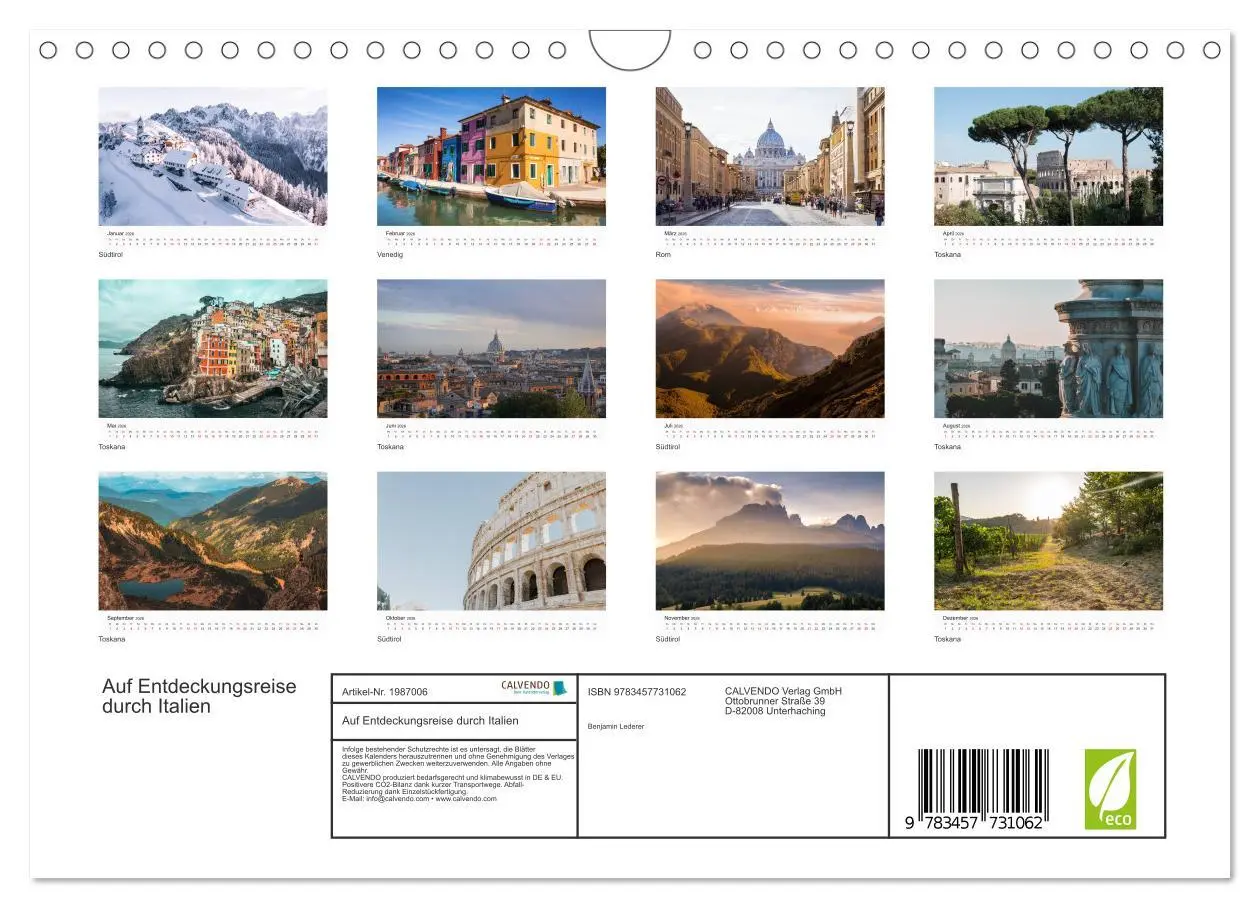 Bild: 9783457731062 | Auf Entdeckungsreise durch Italien (Wandkalender 2026 DIN A4 quer),...