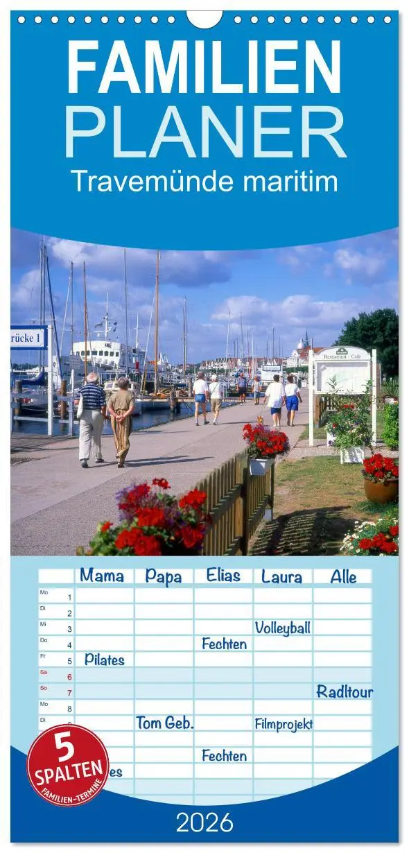 Cover: 9783516511062 | Familienplaner 2026 - Travemünde maritim mit 5 Spalten...