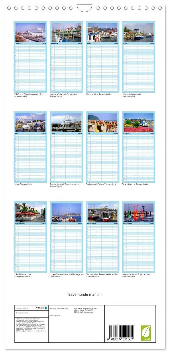 Bild: 9783516511062 | Familienplaner 2026 - Travemünde maritim mit 5 Spalten...