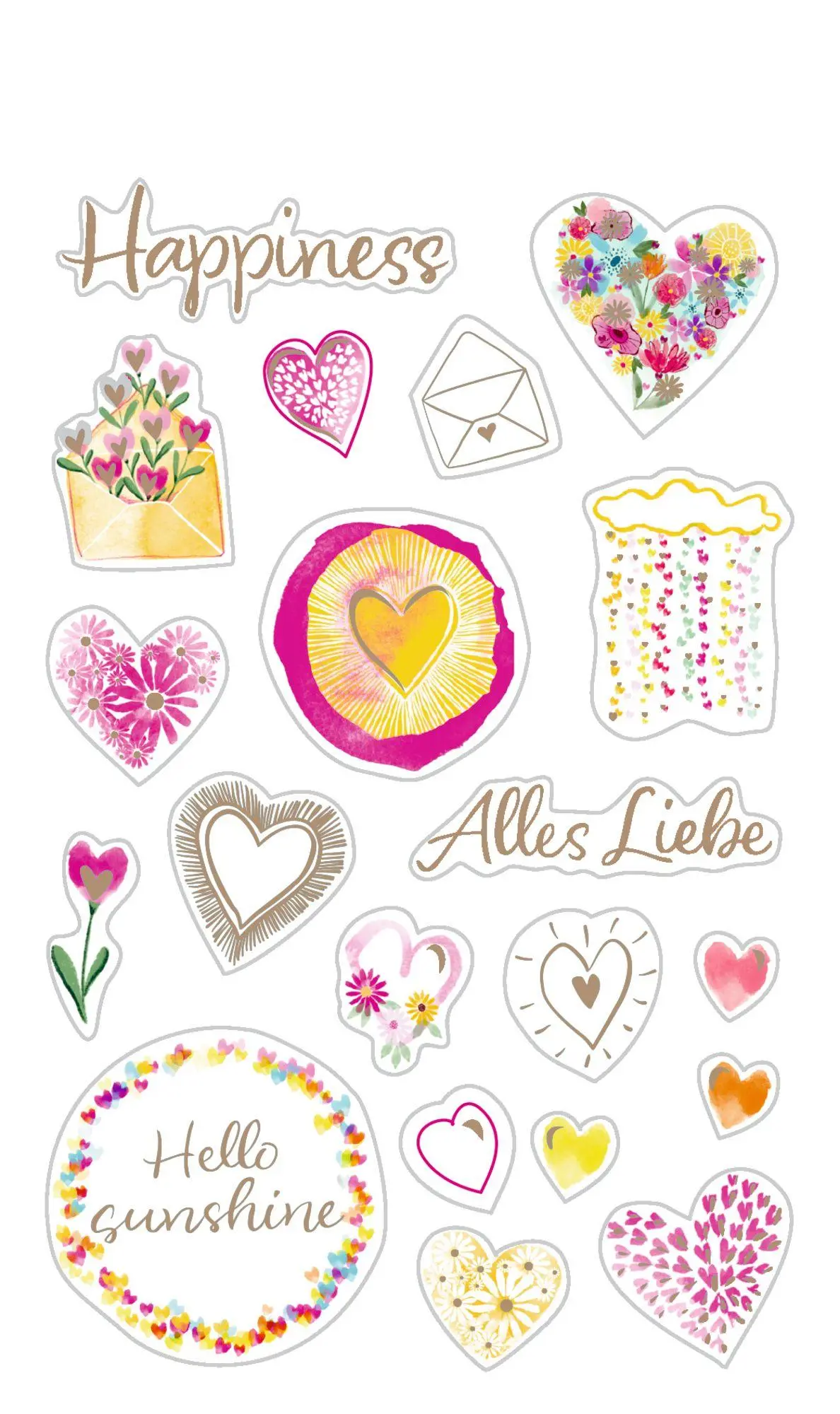 Bild: 4050003971162 | Stickerbogen mit 100 Stickern | Love &amp; Happiness | Taschenbuch | 5 S.