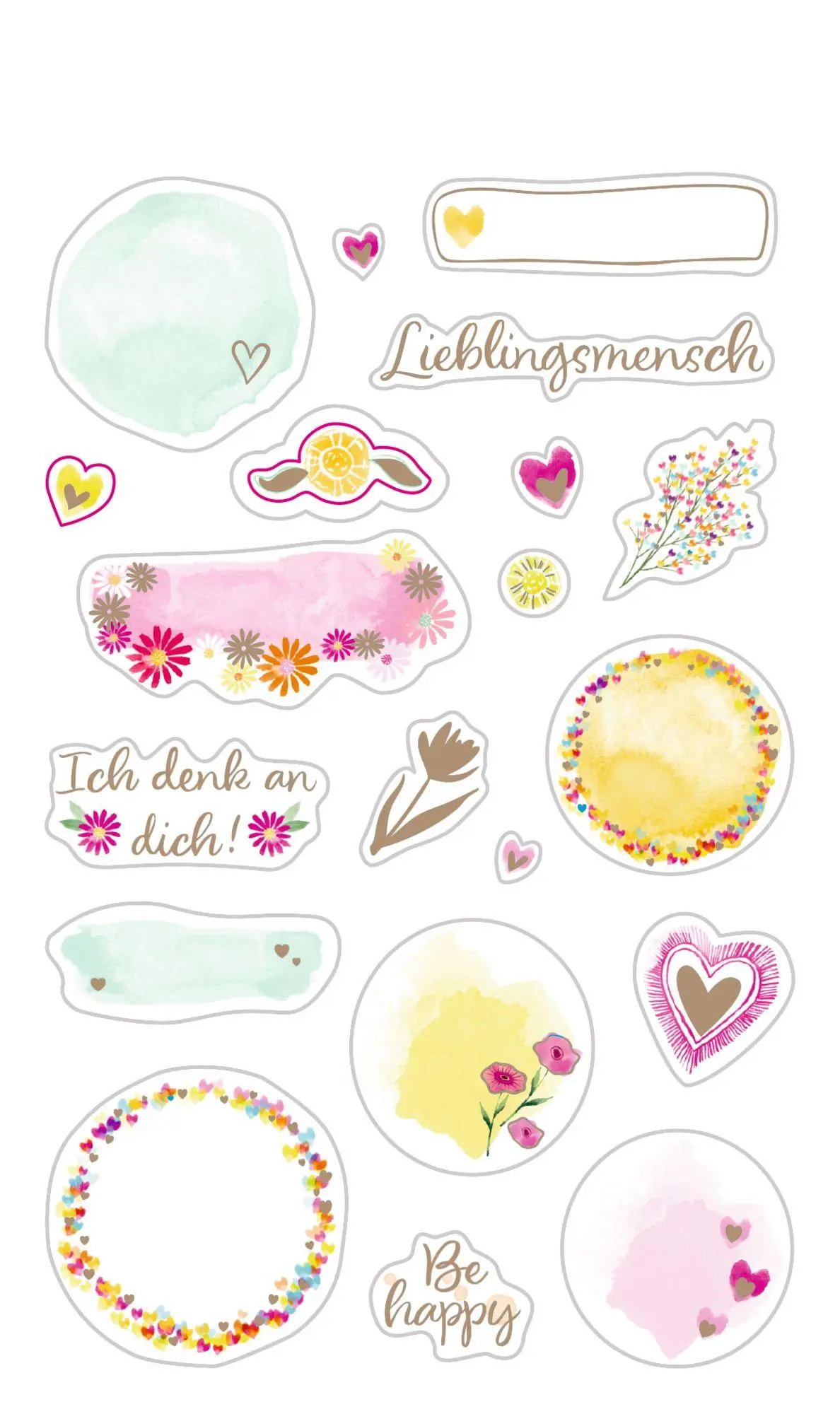 Bild: 4050003971162 | Stickerbogen mit 100 Stickern | Love &amp; Happiness | Taschenbuch | 5 S.