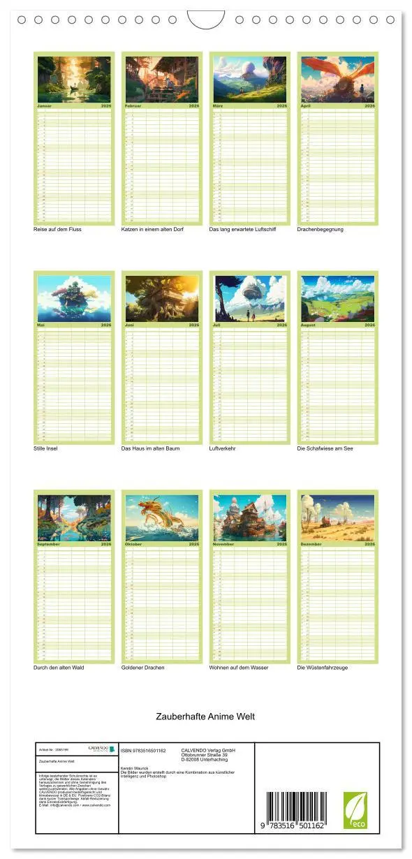 Bild: 9783516501162 | Familienplaner 2026 - Zauberhafte Anime Welt mit 5 Spalten...