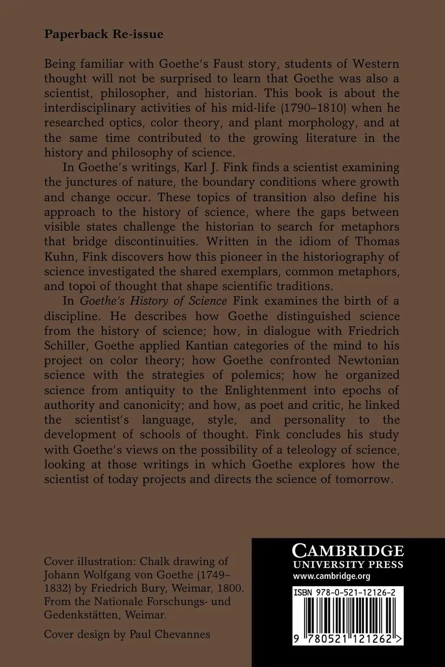 Rückseite: 9780521121262 | Goethe's History of Science | Karl J. Fink (u. a.) | Taschenbuch