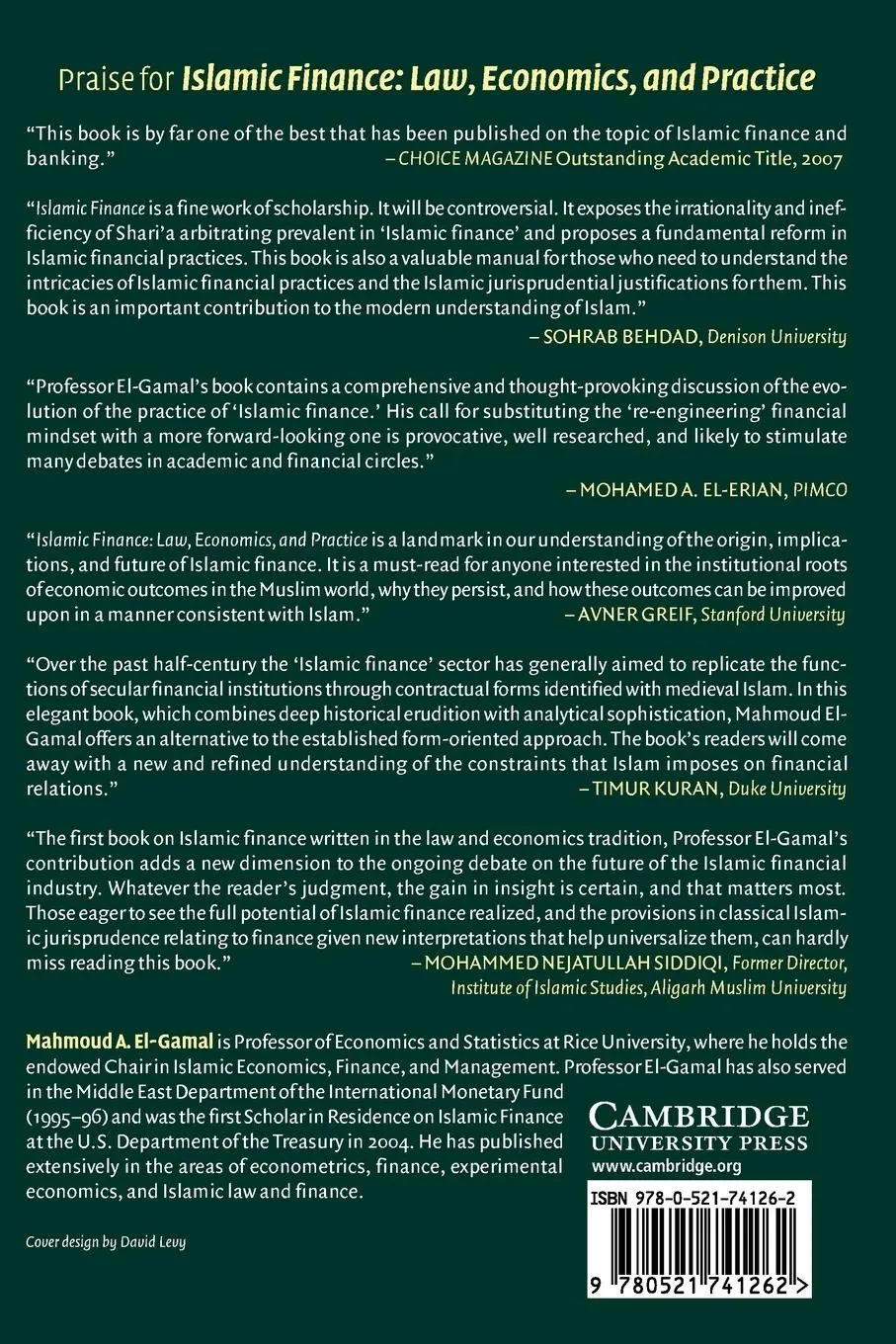 Rückseite: 9780521741262 | Islamic Finance | Law, Economics, and Practice | Mahmoud A. El-Gamal