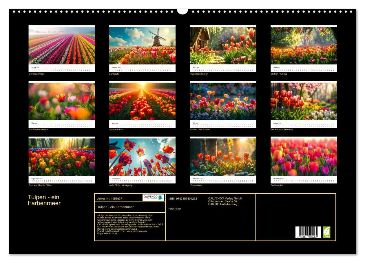 Bild: 9783457401262 | Tulpen - ein Farbenmeer (Wandkalender 2026 DIN A2 quer), CALVENDO...
