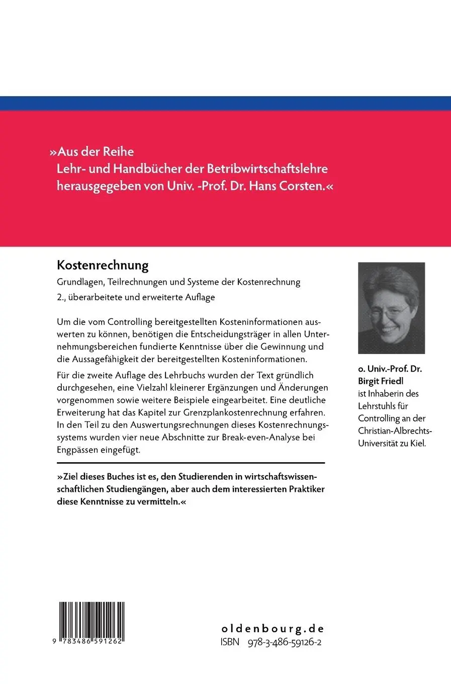 Rückseite: 9783486591262 | Kostenrechnung | Birgit Friedl | Buch | XIII | Deutsch | 2010