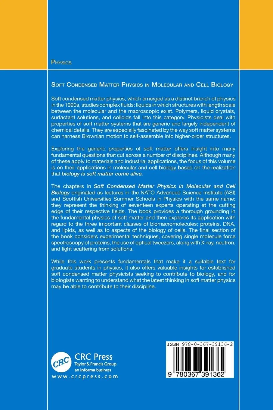 Rückseite: 9780367391362 | Soft Condensed Matter Physics in Molecular and Cell Biology | Buch