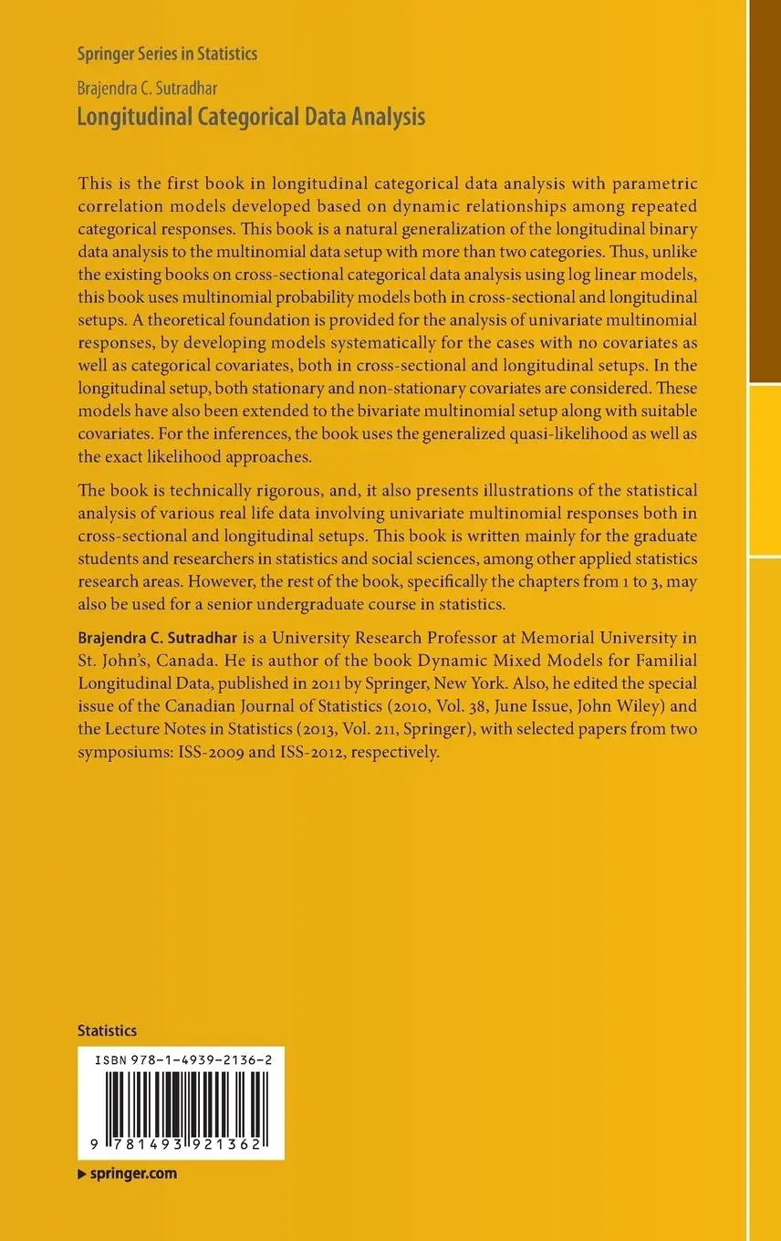 Rückseite: 9781493921362 | Longitudinal Categorical Data Analysis | Brajendra C. Sutradhar | Buch