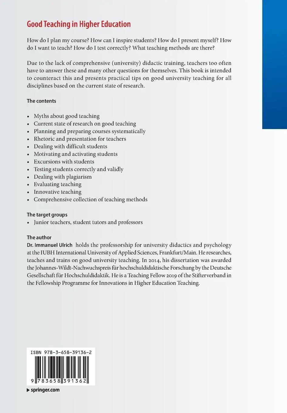 Rückseite: 9783658391362 | Good Teaching in Higher Education | Immanuel Ulrich | Taschenbuch