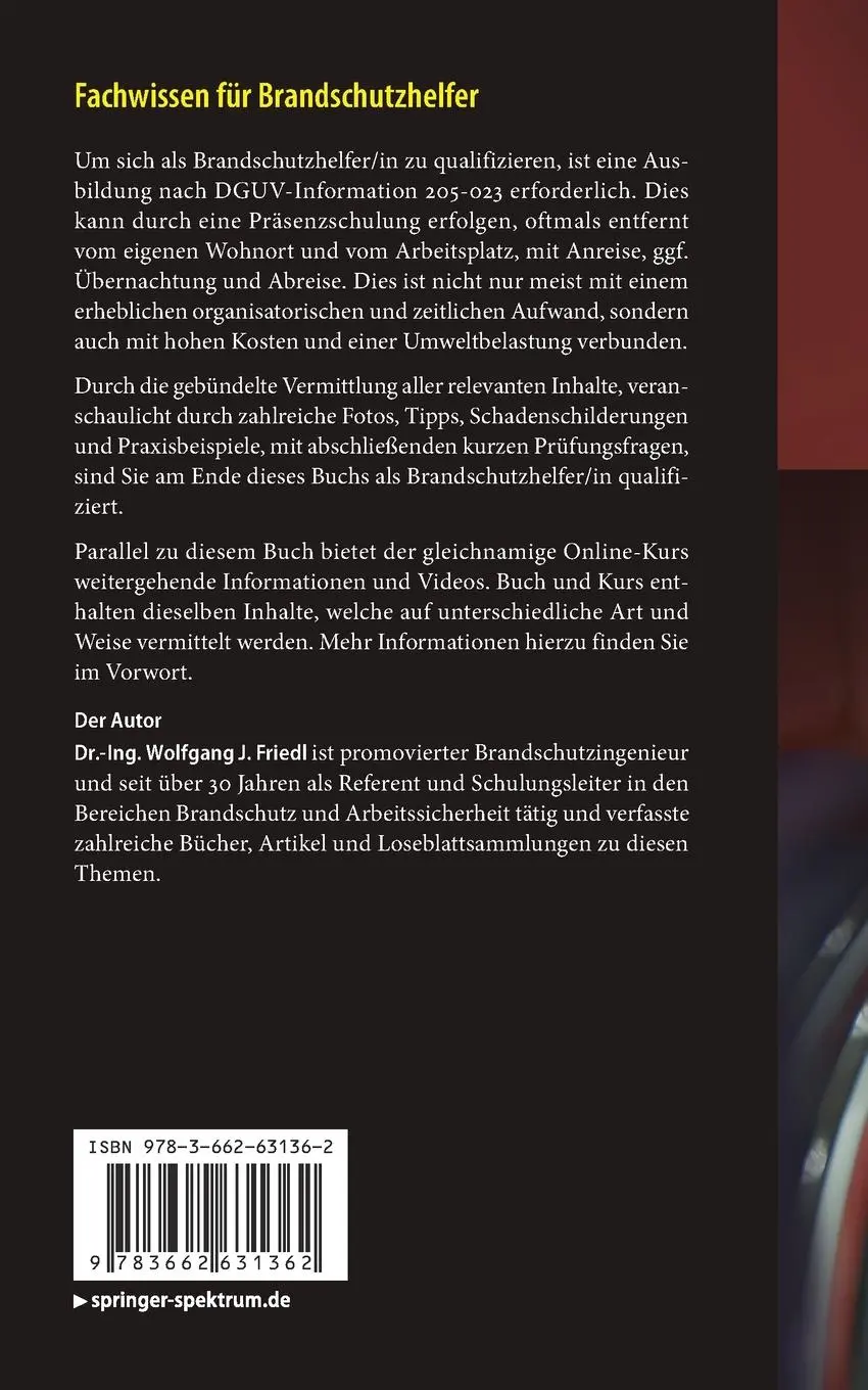 Rückseite: 9783662631362 | Fachwissen für Brandschutzhelfer | Wolfgang J. Friedl | Taschenbuch