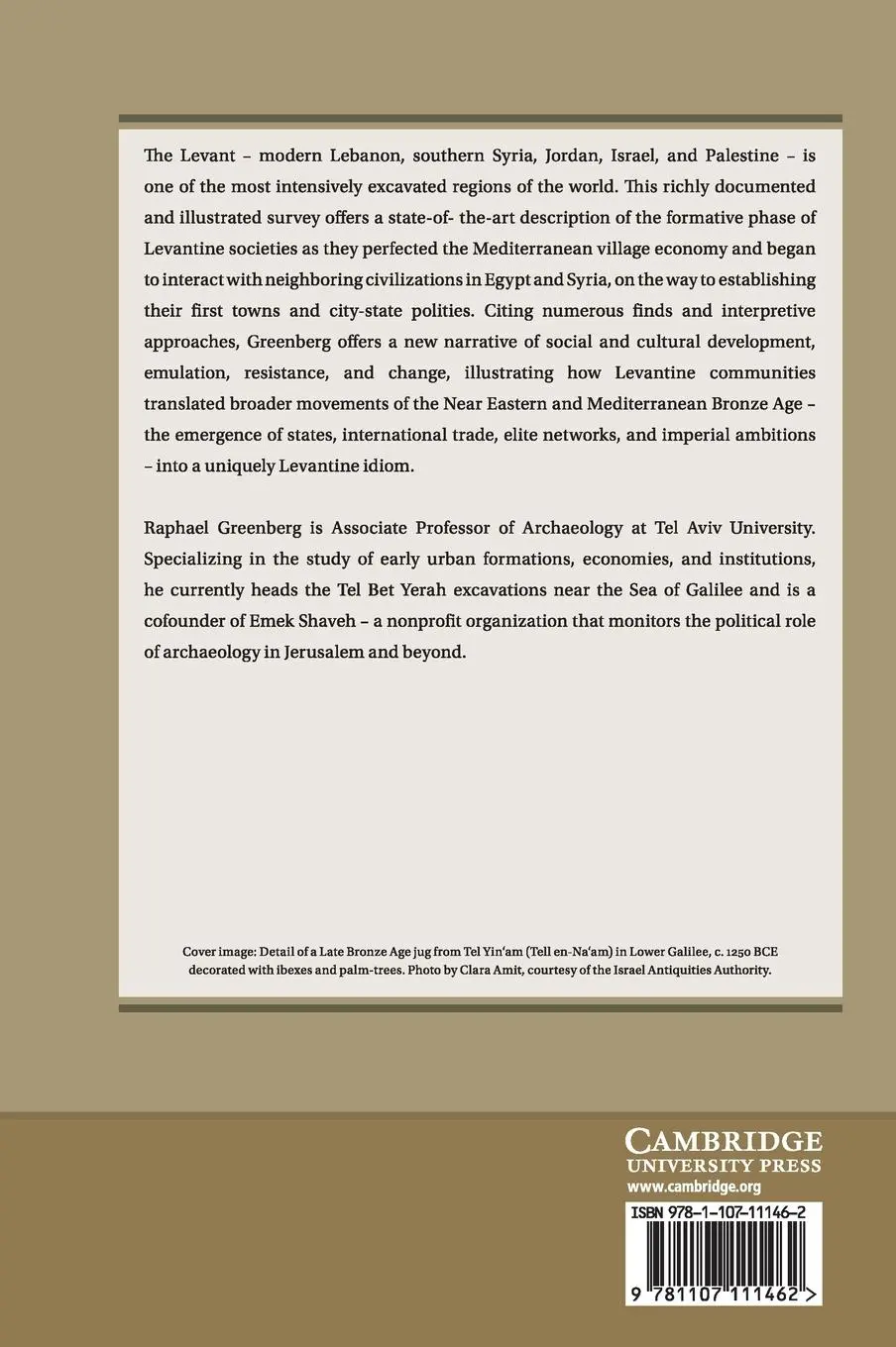 Rückseite: 9781107111462 | The Archaeology of the Bronze Age Levant | Raphael Greenberg | Buch