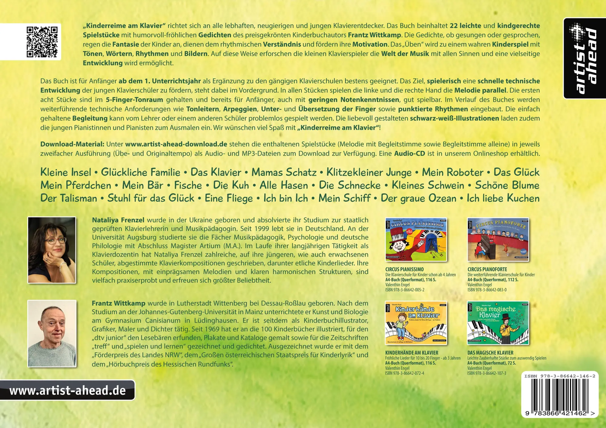 Rückseite: 9783866421462 | Kinderreime am Klavier | Nataliya Frenzel (u. a.) | Broschüre | 48 S.