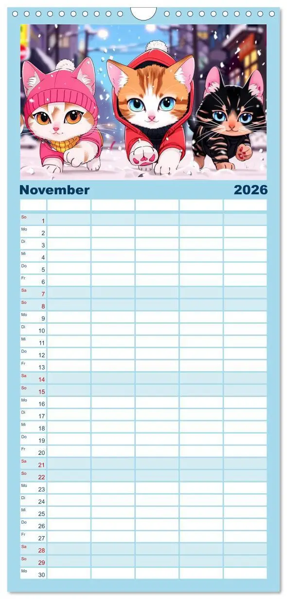 Bild: 9783516491562 | Familienplaner 2026 - Anime Cats mit 5 Spalten (Wandkalender, 21 x...
