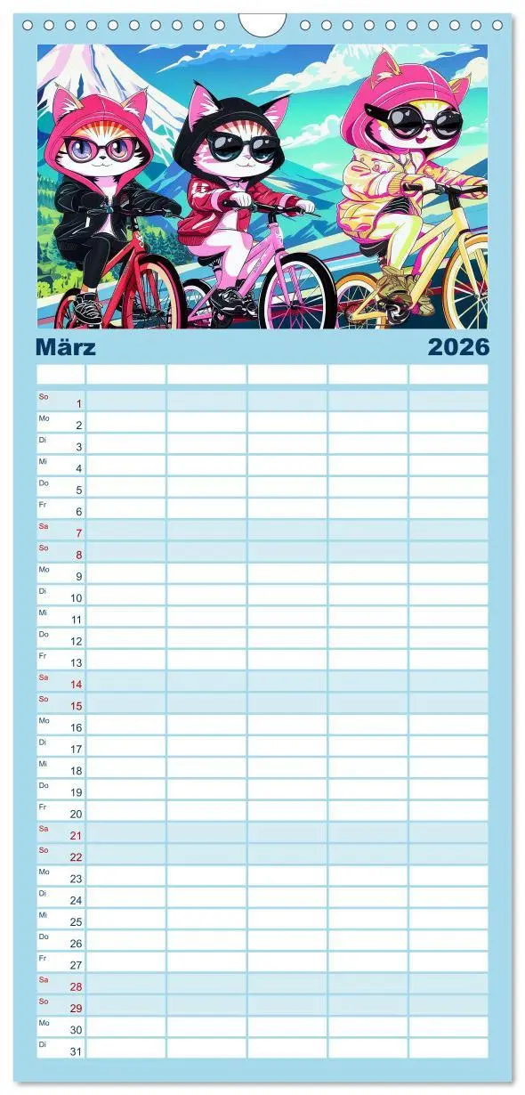Bild: 9783516491562 | Familienplaner 2026 - Anime Cats mit 5 Spalten (Wandkalender, 21 x...