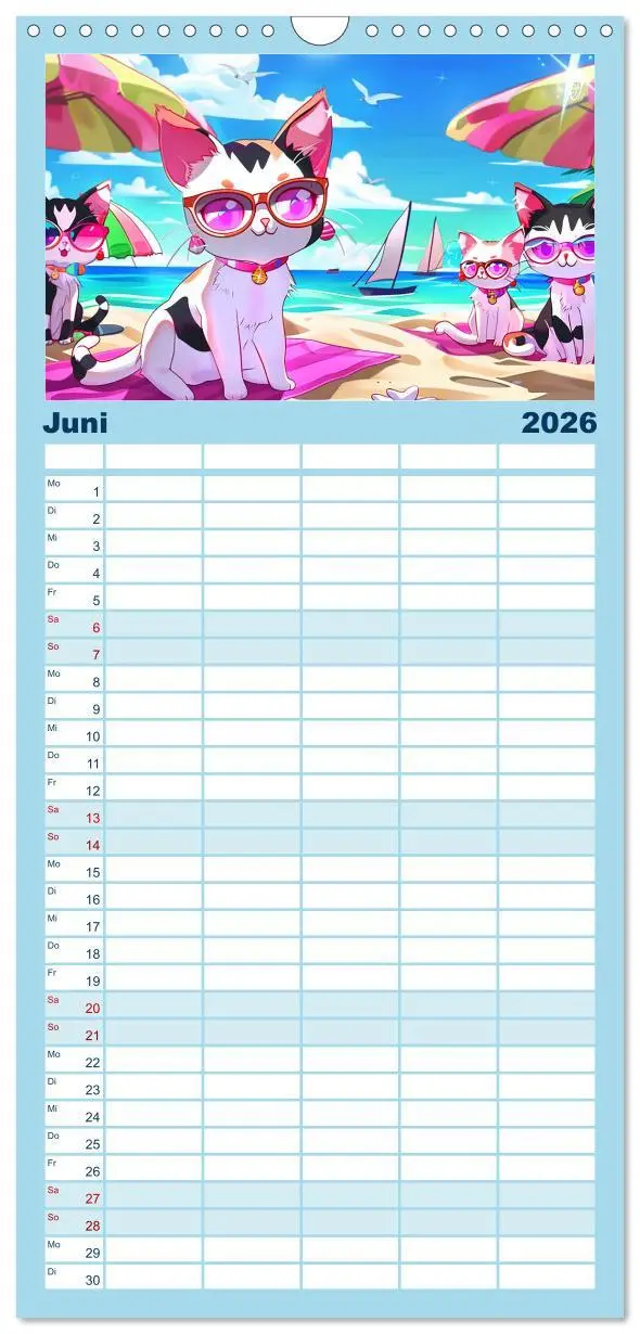 Bild: 9783516491562 | Familienplaner 2026 - Anime Cats mit 5 Spalten (Wandkalender, 21 x...