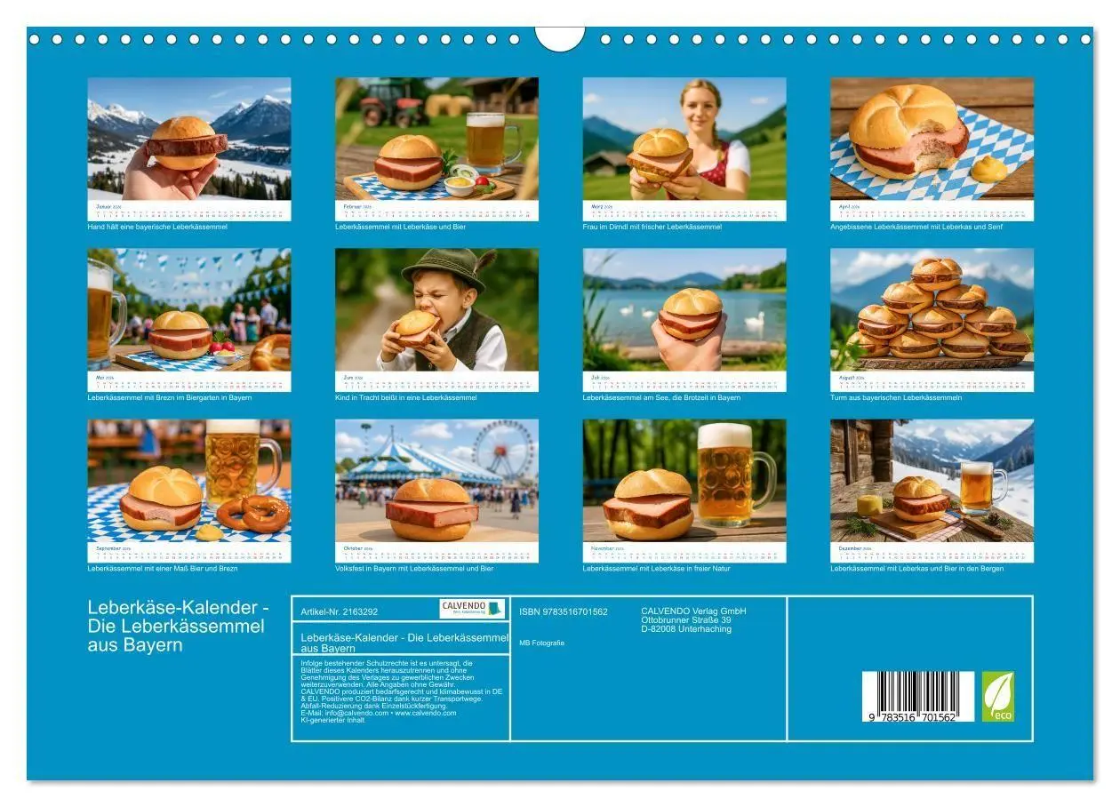 Bild: 9783516701562 | Leberkäse-Kalender - Die Leberkässemmel aus Bayern (Wandkalender...