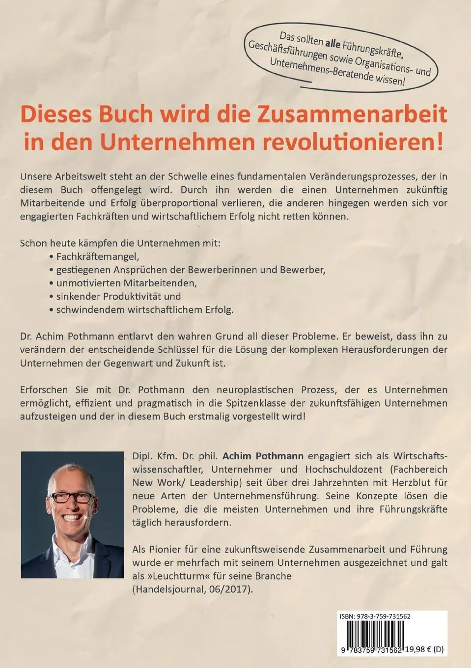 Rückseite: 9783759731562 | Die Zukunft der Unternehmen | Achim Pothmann | Taschenbuch | 190 S.