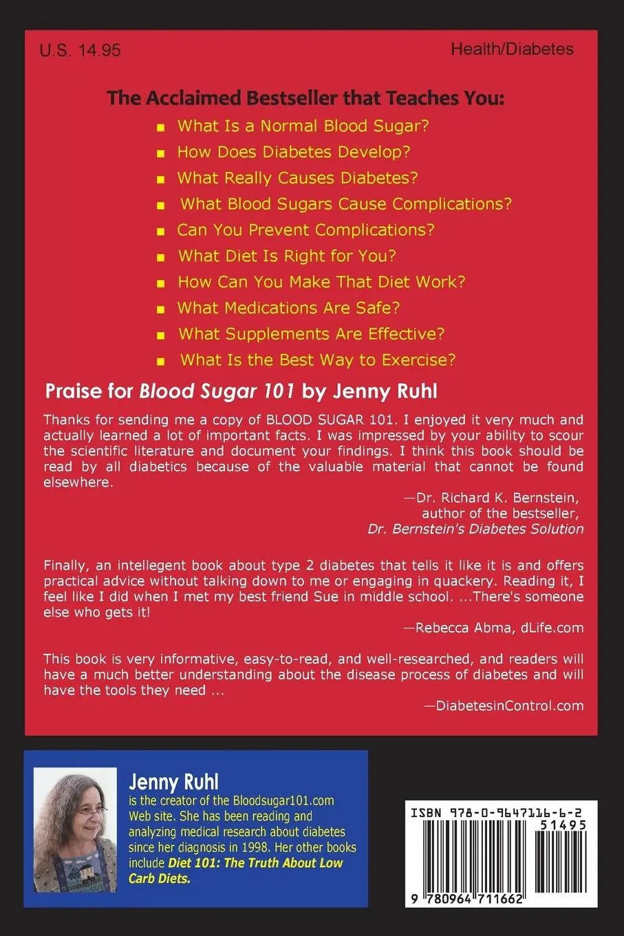 Rückseite: 9780964711662 | Blood Sugar 101 | What They Don't Tell You About Diabetes | Jenny Ruhl